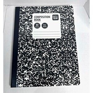 Pen+Gear Wide Ruled Composition Book Notebook 80 Sheets Black White Marble NEW